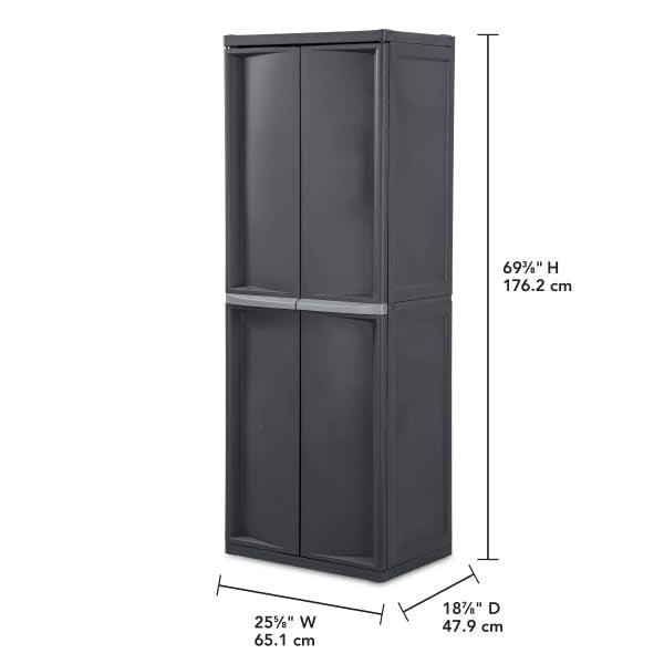 4-Shelf Plastic Storage Cabinet with Adjustable Shelves - Gray Organizer
