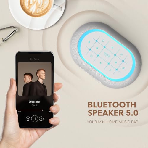 White Noise Sound Machine Alarm Clock with Bluetooth Speaker & 7 Night Lights