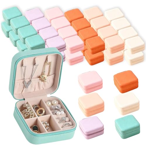 48-Piece Mini Travel Jewelry Case Set - Compact PU Leather Organizer