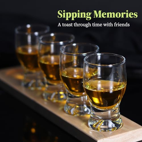 QUAFFER Set of 4 Elegant 2 oz Clear Shot Glasses for Parties & Bars - Classic Whisky, Vodka, Tequila