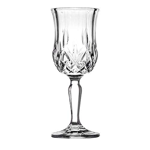 Amlong Crystal Lead-Free 5 oz Cordial Glasses - Set of 6, Elegant Cut Design