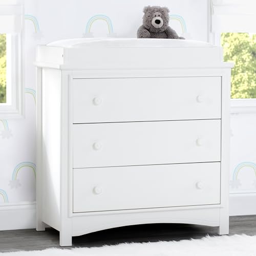 3-Drawer Nursery Dresser with Removable Changing Top, Bianca White