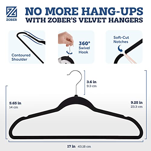 Black Velvet Clothes Hangers 50 Pack - Non-Slip Coat & Pants Hangers