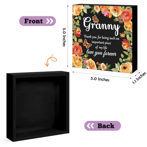 Xiahuyu Engraved Wooden Sign for Grandma - Granny Birthday & Holiday Gift, 5x5 inch (Variation 003)