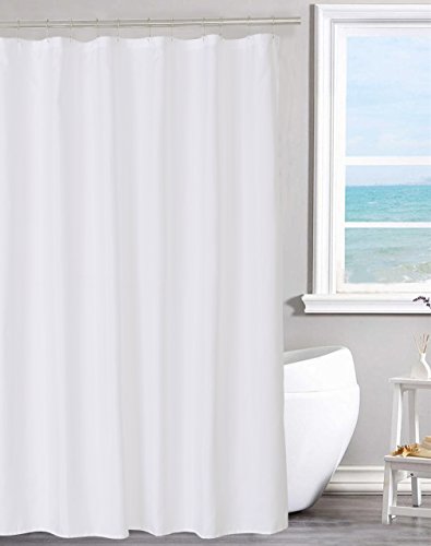 N&Y HOME Fabric Shower Curtain Liner - White Water Repellent Cloth with Magnets