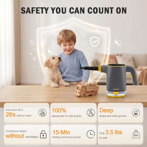 Handheld Steam Cleaner with LED Display, 15-Piece Multi-Surface Cleaning Set
