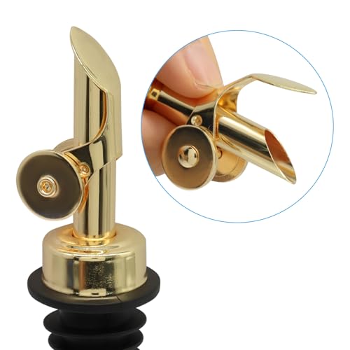 2 Pack Gold Auto Flip Pour Spouts for Bottles - Universal Fit Kitchen & Bar
