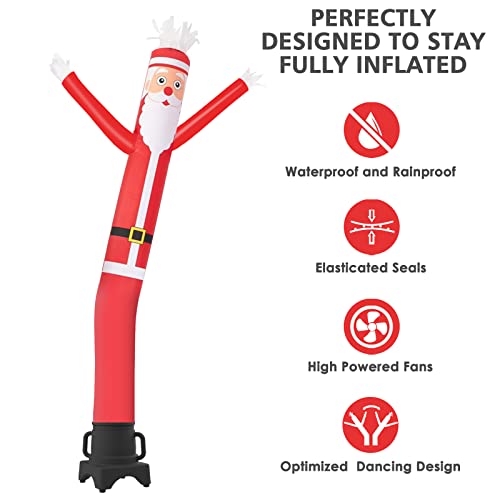 MOUNTO 8ft Inflatable Santa Claus Waving Man Fly Puppet with Blower - Holiday Decor