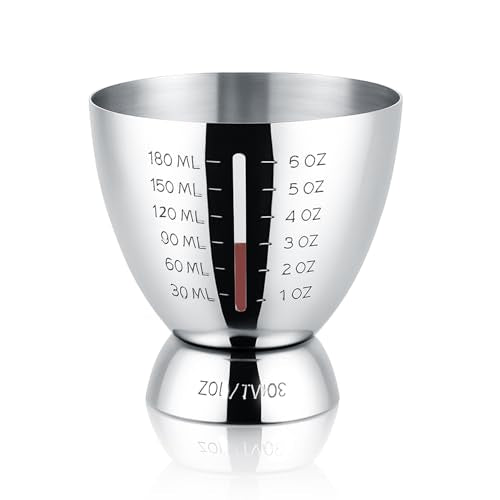 Sipoyen Silver Stainless Steel Cocktail Jigger with OZ & ML Markings, 1-6oz