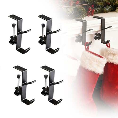 Adjustable Fireplace Stocking & Garland Hanger Hooks for Mantel - 2 Pack