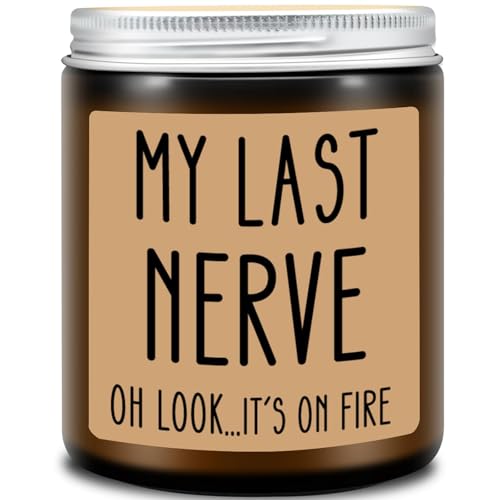 My Last Nerve Lavender Candle - Funny Gifts for Women Men, Birthday, White Elephant