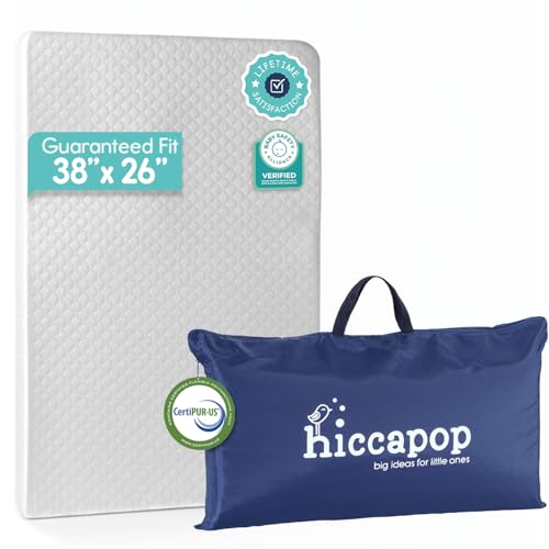 Hiccapop Pack and Play Mattress Pad - 1.25" Waterproof Portable Playard Mattress with Carry Bag