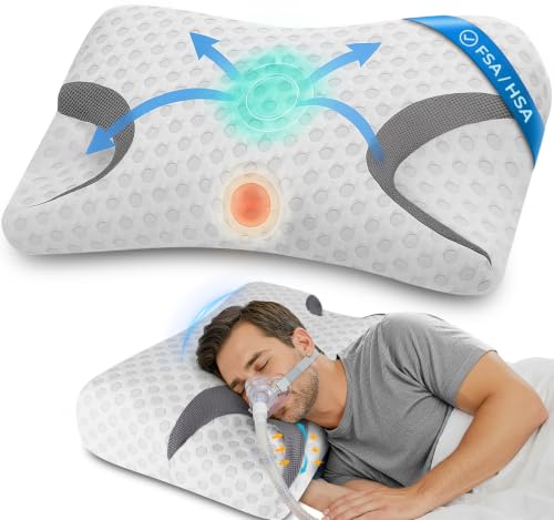 CPAP Pillow for Side Sleepers - Adjustable Memory Foam with Contoured Cutouts
