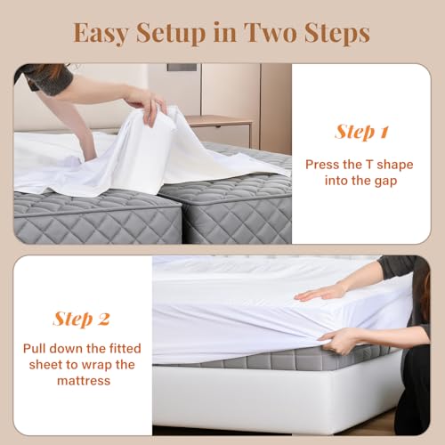 2-in-1 Bed Bridge Twin to King Gap Filler with Built-in Fitted Sheet