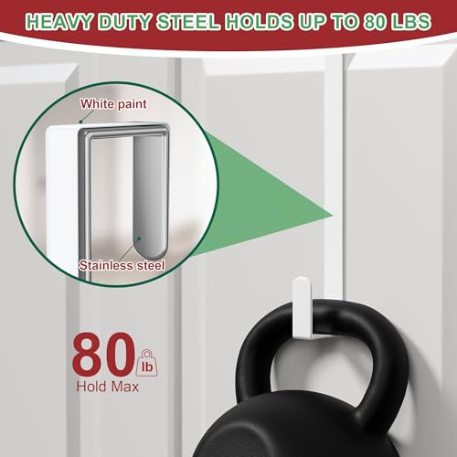 Heavy-Duty 15-Inch Reversible Wreath Hanger Over the Door Hooks - White, 2 Pack