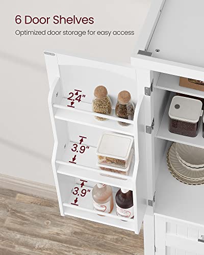 Freestanding Tall Kitchen Pantry Cabinet with Drawer & Door Shelves - White