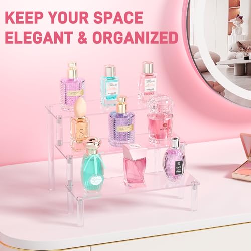 3-Tier Acrylic Display Stand Riser for Perfume, Collectibles & Cupcakes - 2 Pack