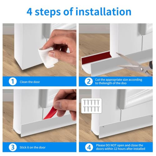 PVC Door Draft Stopper & Bottom Seal Strip - 36" Cuttable Sweep (2 Pack, White)