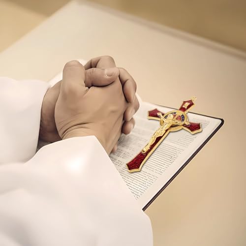 St. Benedict Crucifix Wall Cross with Red Enamel Accents 4.7-inch