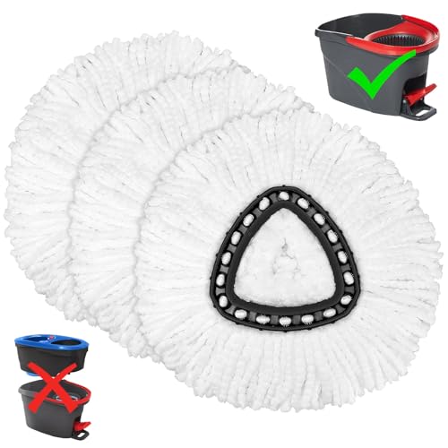 Microfiber Spin Mop Replacement Heads - 3 Pack Washable Mop Refills