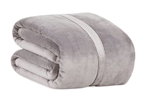Berkshire Serasoft Plus Plush Polyester Blanket, Grey Full/Queen