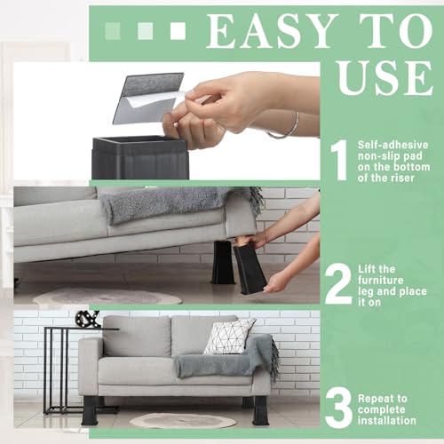 12-Inch Heavy Duty Bed Risers (4 Pack) - Plastic Furniture Extenders