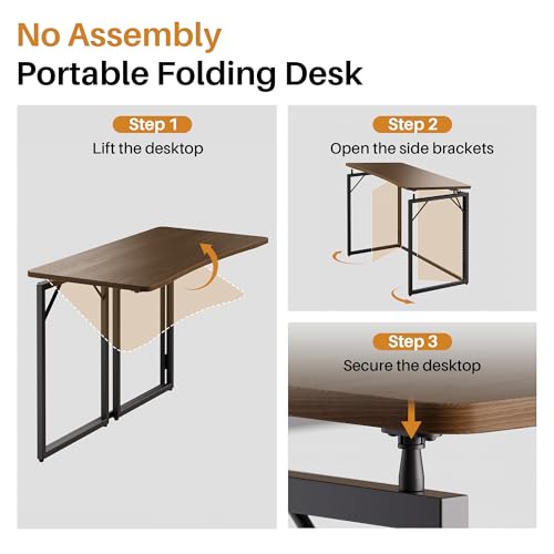 31.5" Small Folding Computer Desk - No Assembly Wooden Writing Desk