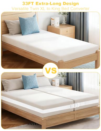 33ft Adjustable Twin to King Bed Connector Strap - Non-Slip Mattress Converter