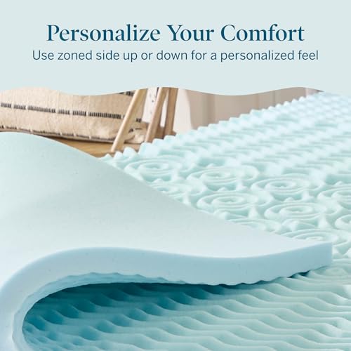LUCID 2-Inch 5-Zone Cooling Gel Memory Foam Mattress Topper, Twin XL