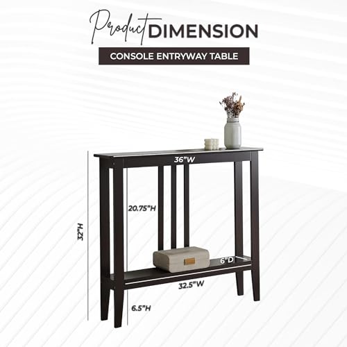 Narrow Console Table with Storage Shelf, 36-Inch Slim Entryway Sofa Table