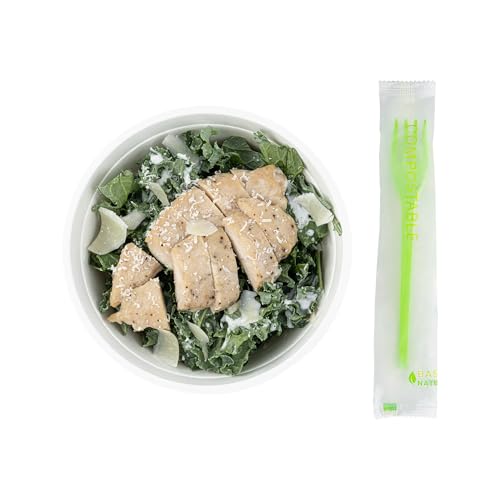 Restaurantware Basic Nature 6.5 Inch Forks 250 Disposable Fork - Individually Wrapped Durable Green CPLA Disposable Silverware Withstands Up To 180F Ideal For Large Events