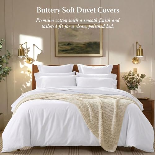 300 Thread Count Cotton King Duvet Cover - White, Breathable & Soft