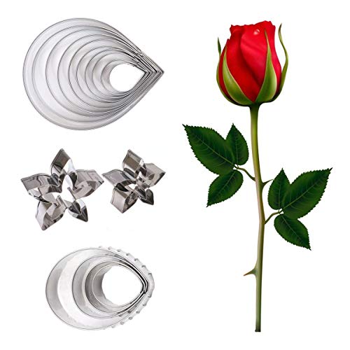 18Pcs Gumpaste Flower Mold Set for Cake Decorating with Rose, Calyx & Leaf Cutters