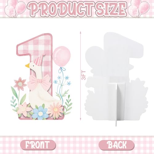 Silly Goose 1st Birthday Backdrop Cardboard Cutout, 3ft Pink Party Prop