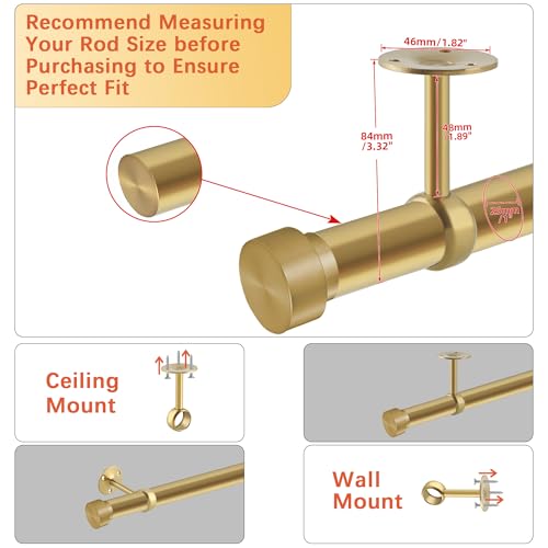Heavy Duty 1-Inch Curtain Rod Brackets - Ceiling or Wall Mount, 4 Pack