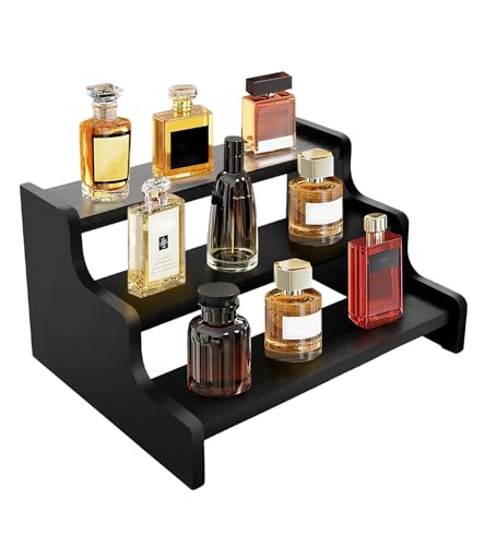 3-Tier Wooden Display Riser for Cologne, Perfume, and Collectibles