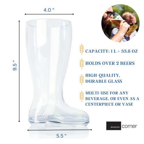 1 Liter German-Style Glass Beer Boot – Classic Oktoberfest Beer Mug