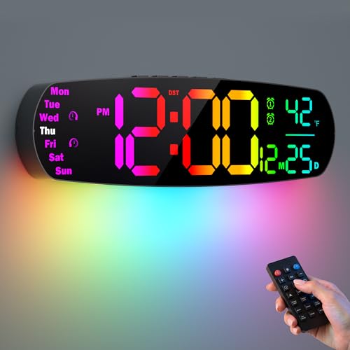ANALOI Vibrant Large Digital Wall Clock 14.4 Inch Classroom Display