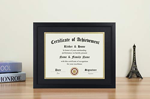 8.5x11 Certificate Frame with Double Mat & Gold Rim - 11x14 Diploma Frame