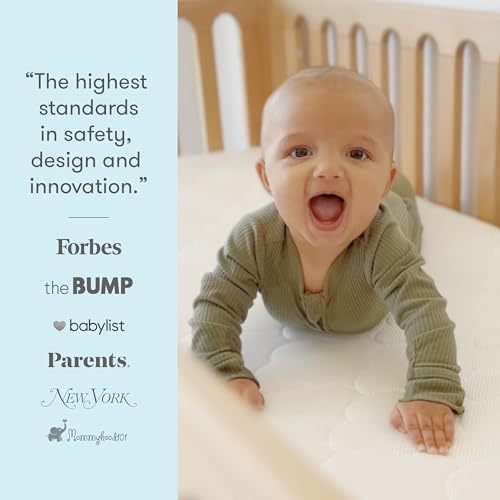 Breathable Washable Crib Mattress - 2-Stage Infant & Toddler Bed Support, White