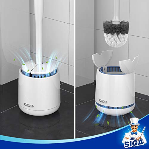 MR.SIGA Toilet Bowl Brush and Holder Set with Long Handle and Ventilated Base