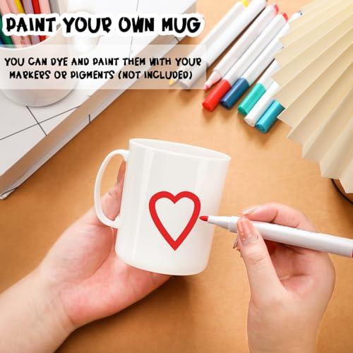 SiliFine 24 Pcs 12oz White Plastic Mugs with Handle — Reusable DIY Cups
