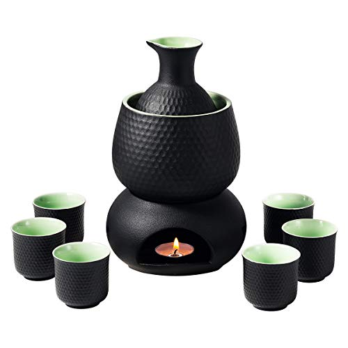 Lyty Ceramic Sake Set with Warmer & Cups - Traditional Japanese Drinkware