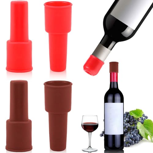 Vodolo 4PCS Silicone Wine Stopper Set Reusable Unbreakable Bottle Sealer