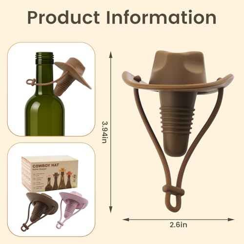 Cowboy Hat Wine Stoppers Set of 2 – Silicone Bottle Sealers, Funny Gift for Men & Women