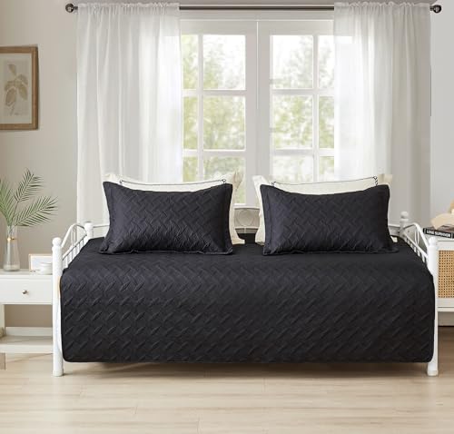 3-Piece Twin Daybed Cover Set - Quilted Geometric Bedspread with 2 Shams