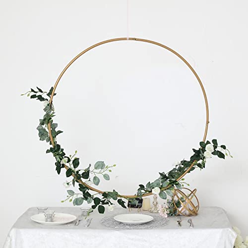 36-Inch Gold Metal Floral Hoop Wreath Frame for Wedding & Event Decor