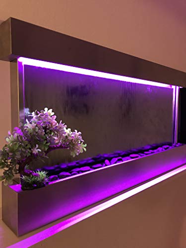 XL Wall Mounted Waterfall Fountain 47x24 Inch with LED Lights & Remote