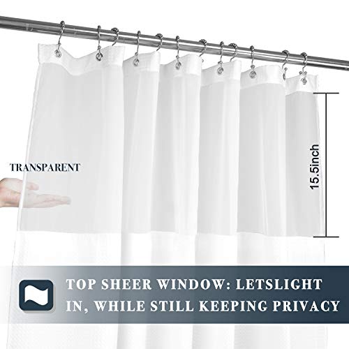 Waffle Weave Shower Curtain with Snap-in Liner and Hooks - 71x72 White