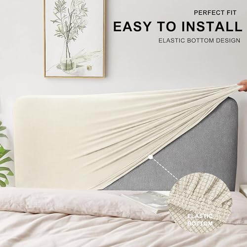 Stretch Bed Headboard Cover - Soft Jacquard Protector for Queen Size